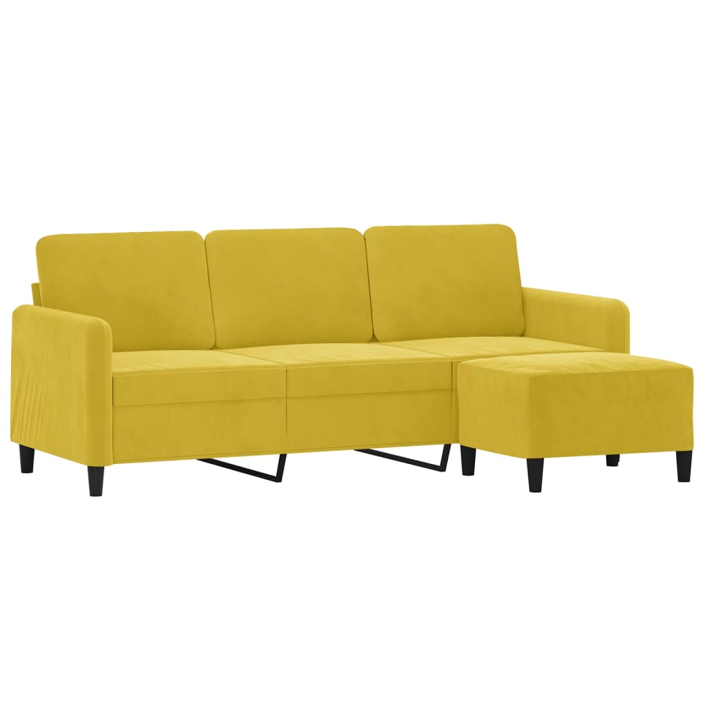 3-Sitssoffa Med Fotpall 180 Cm Sammet