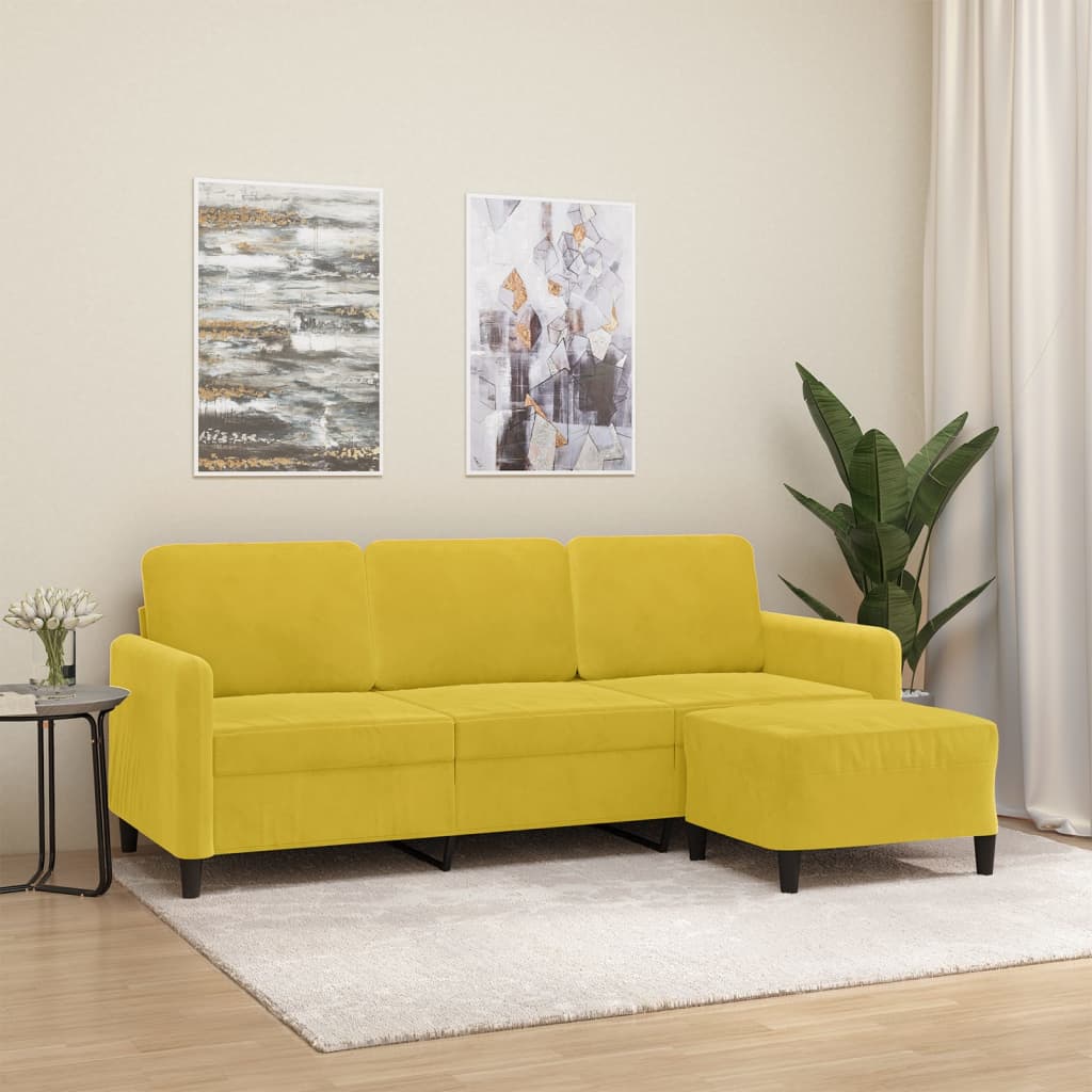 3-Sitssoffa Med Fotpall 180 Cm Sammet
