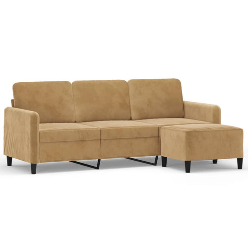 3-Sitssoffa Med Fotpall 180 Cm Sammet