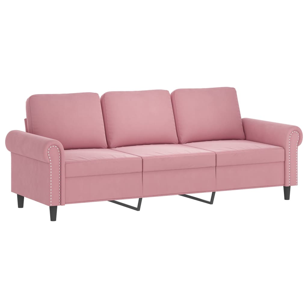 3-Sitssoffa Med Fotpall 180 Cm Sammet