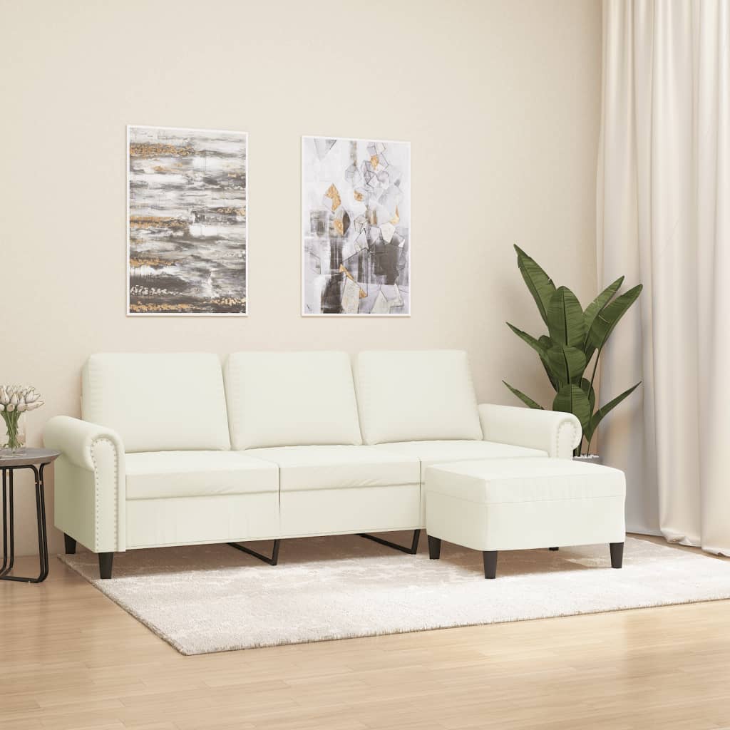 3-Sitssoffa Med Fotpall 180 Cm Sammet
