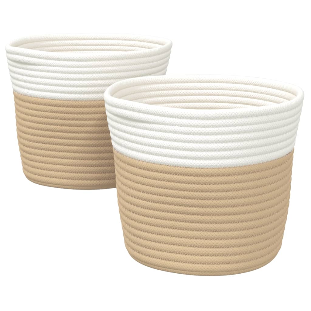 Förvaringskorgar 2 St Och Vit Ø24X18 Cm Bomull