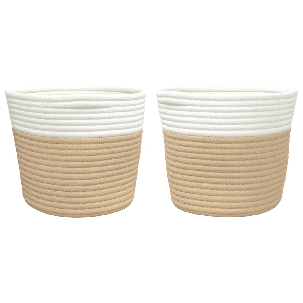 Förvaringskorgar 2 St Och Vit Ø24X18 Cm Bomull