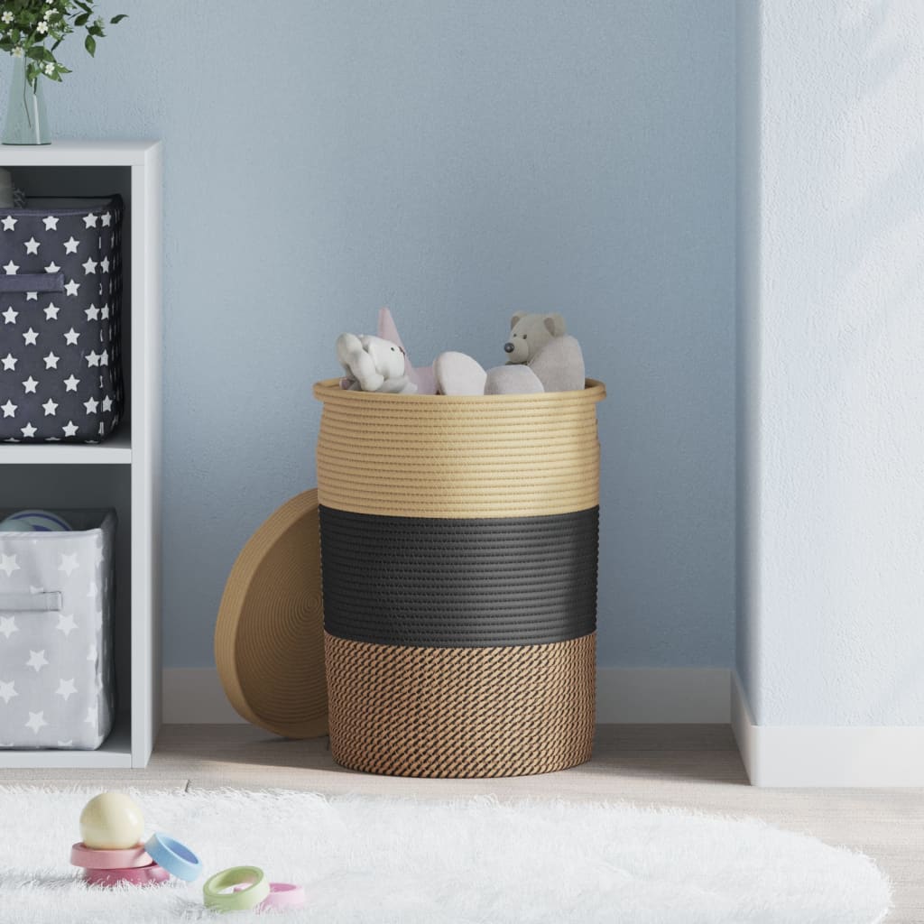 Förvaringskorg Med Lock Och Beige Ø37X50 Cm Bomull
