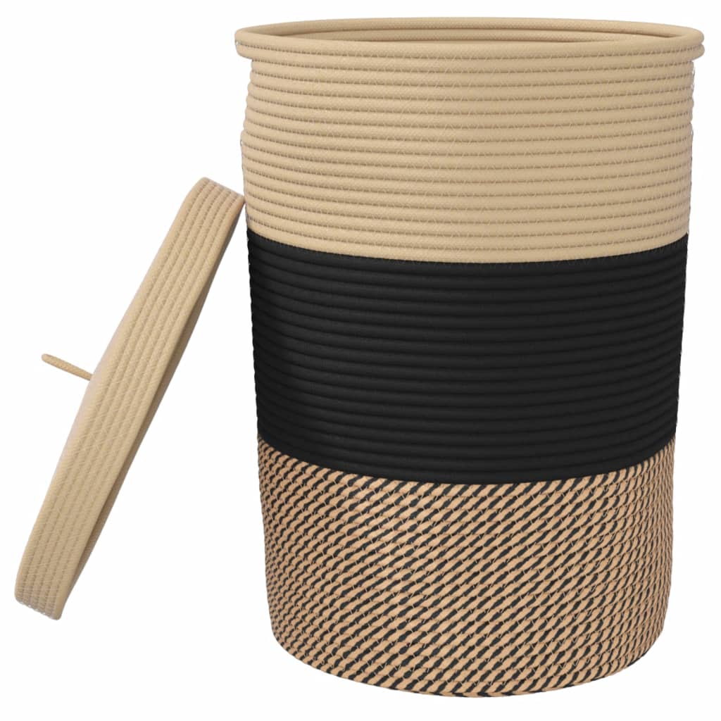 Förvaringskorg Med Lock Och Beige Ø37X50 Cm Bomull