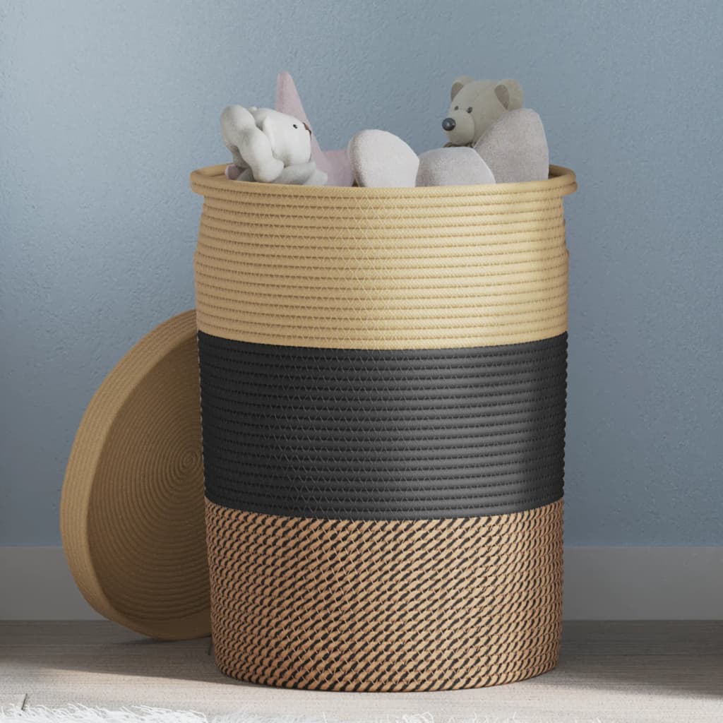 Förvaringskorg Med Lock Och Beige Ø37X50 Cm Bomull