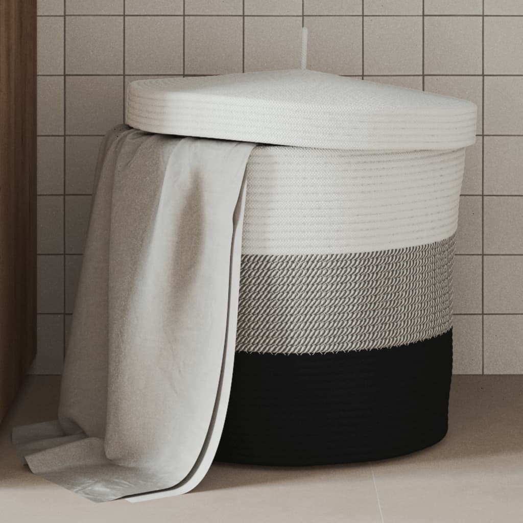 Förvaringskorg Med Lock Vit Och Ø40X35 Cm Bomull