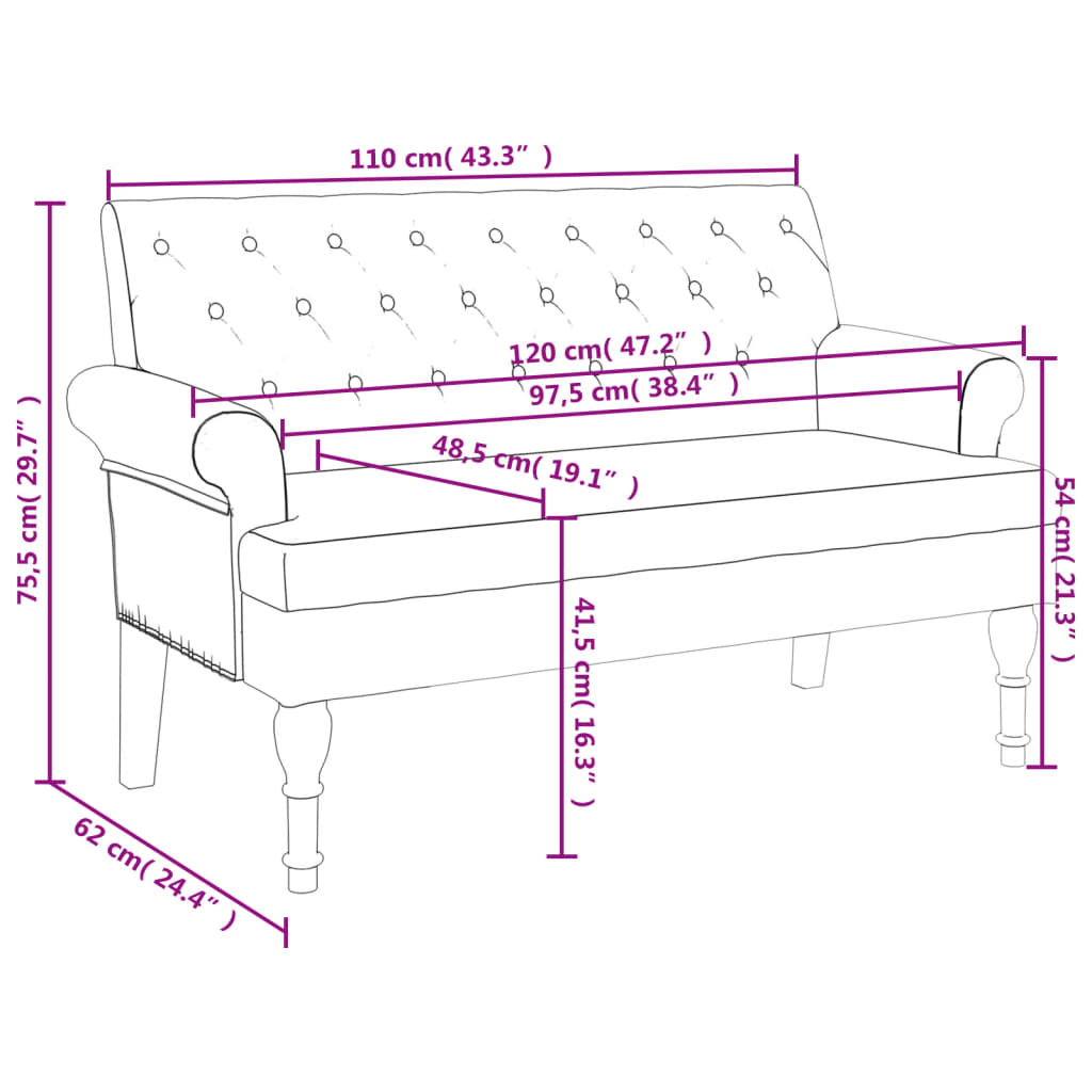 Bänk Med Ryggstöd 120X62X75,5 Cm Grå