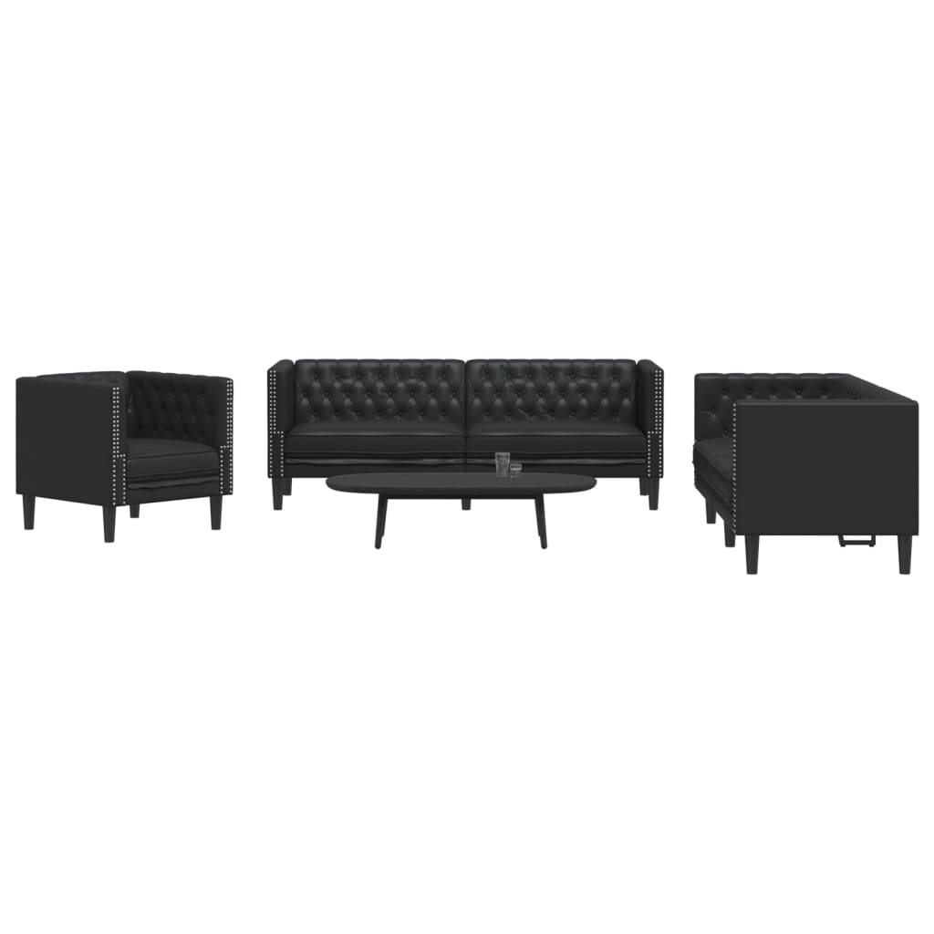 Soffgrupp Chesterfield 3 Delar Konstmocka