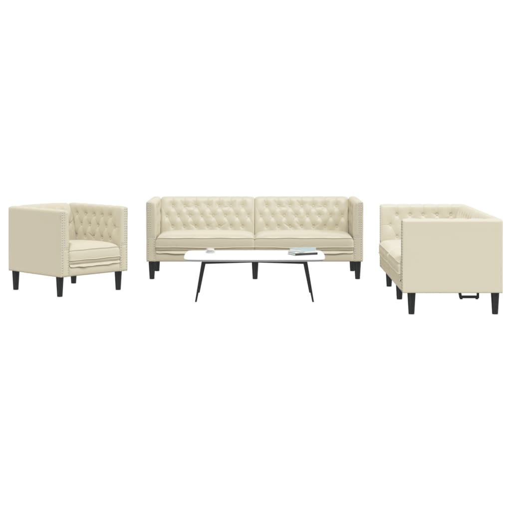 Soffgrupp Chesterfield 3 Delar Konstmocka