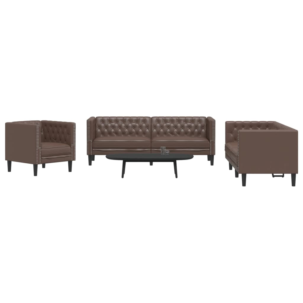 Soffgrupp Chesterfield 3 Delar Konstmocka
