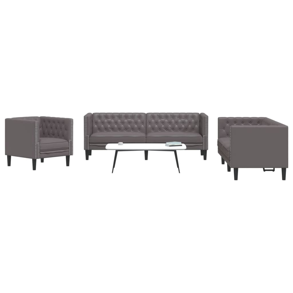 Soffgrupp Chesterfield 3 Delar Konstmocka