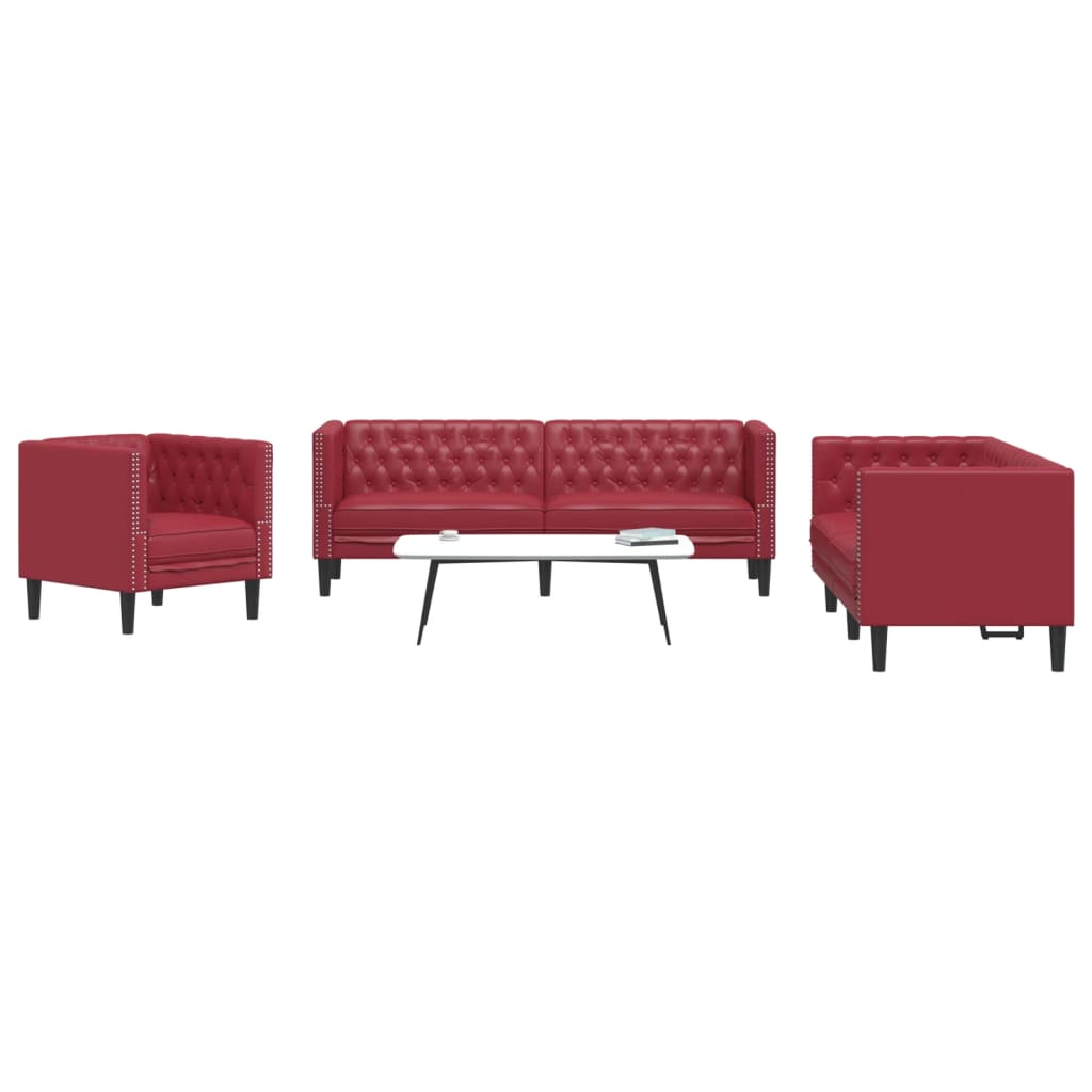 Soffgrupp Chesterfield 3 Delar Konstmocka