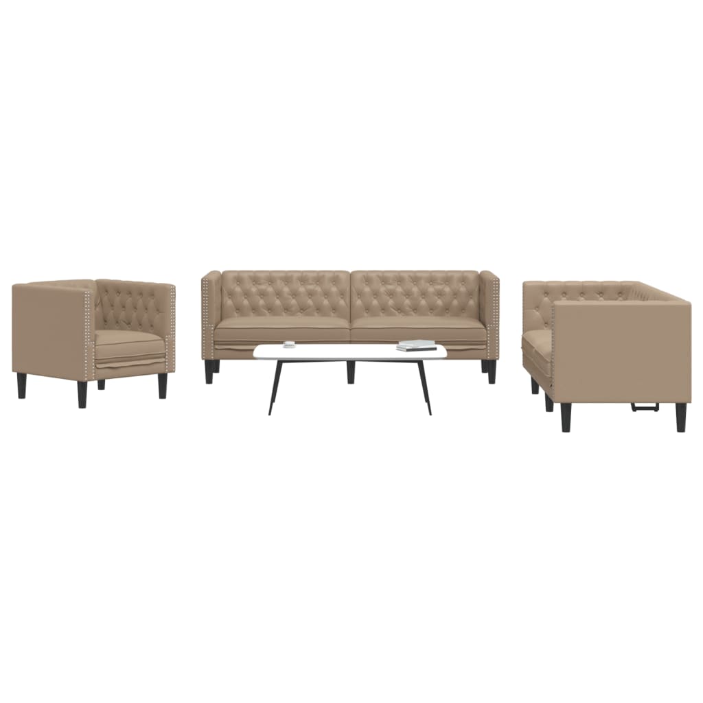 Soffgrupp Chesterfield 3 Delar Konstmocka