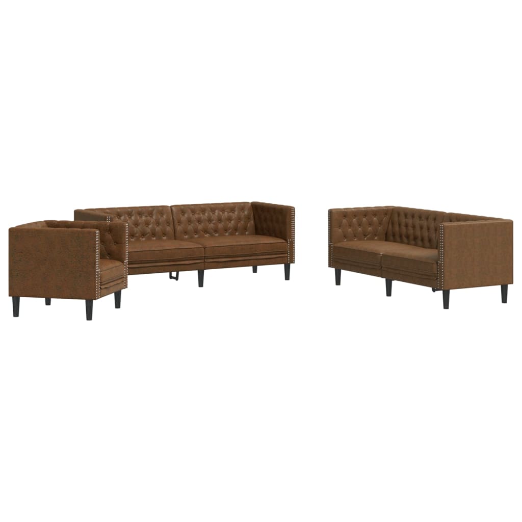 Soffgrupp Chesterfield 3 Delar Konstmocka