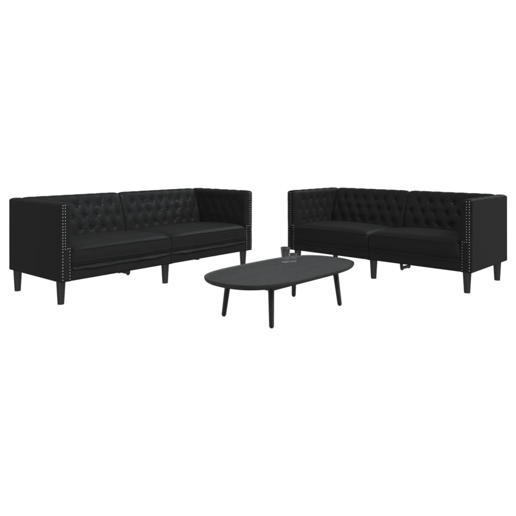 Soffgrupp Chesterfield 3 Delar Konstmocka