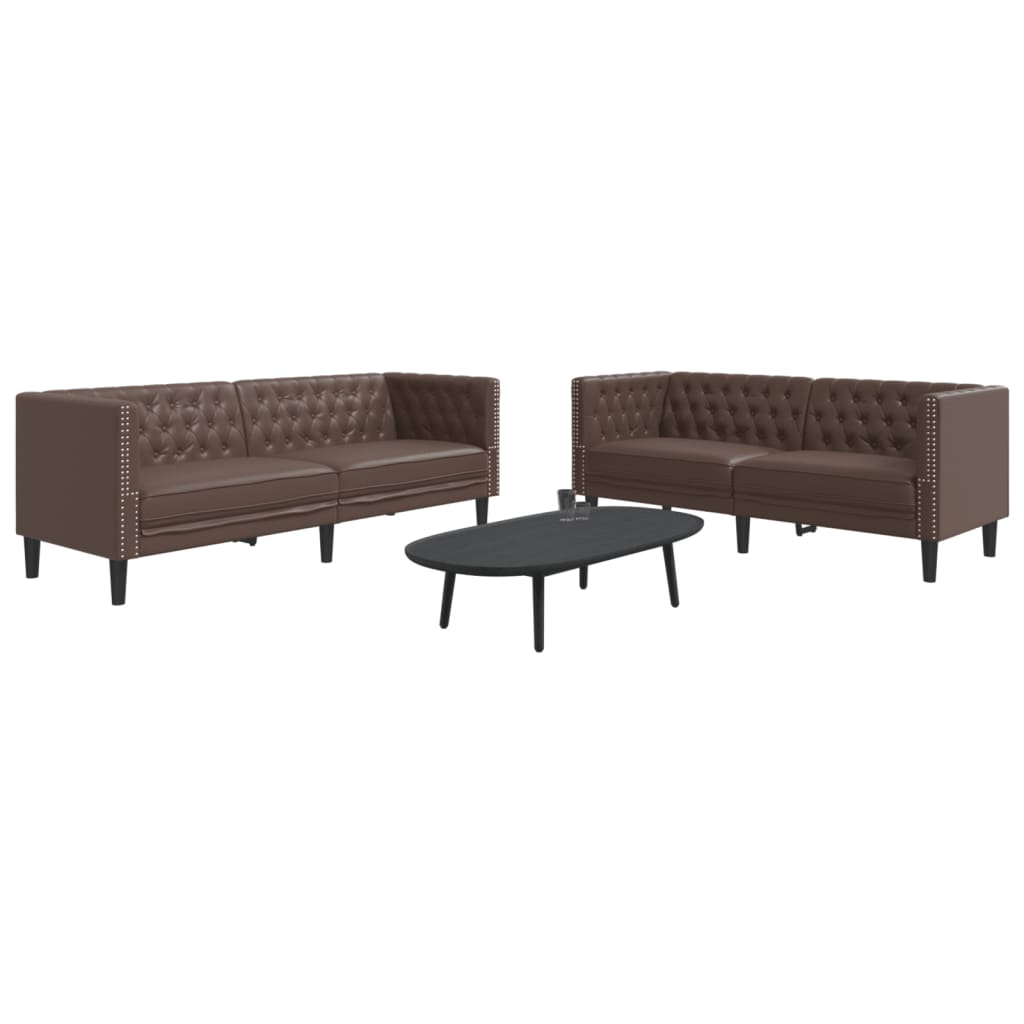 Soffgrupp Chesterfield 3 Delar Konstmocka