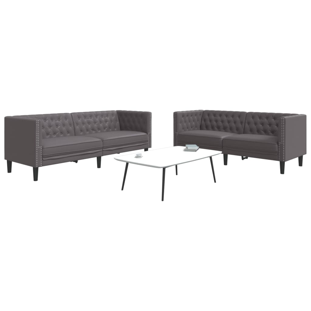 Soffgrupp Chesterfield 3 Delar Konstmocka
