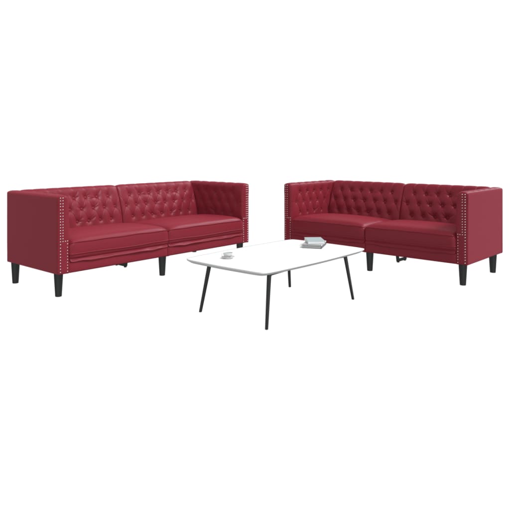 Soffgrupp Chesterfield 3 Delar Konstmocka