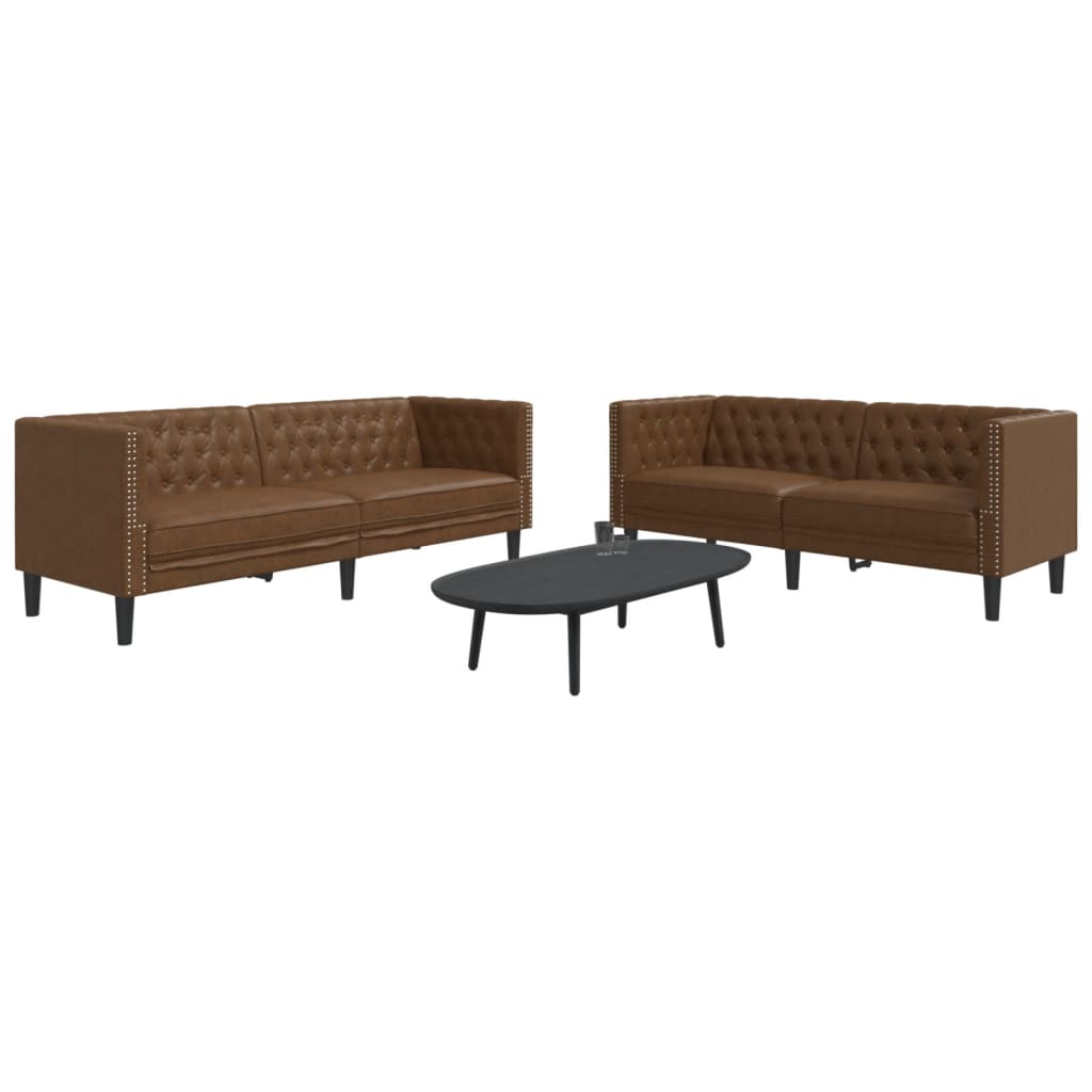 Soffgrupp Chesterfield 3 Delar Konstmocka