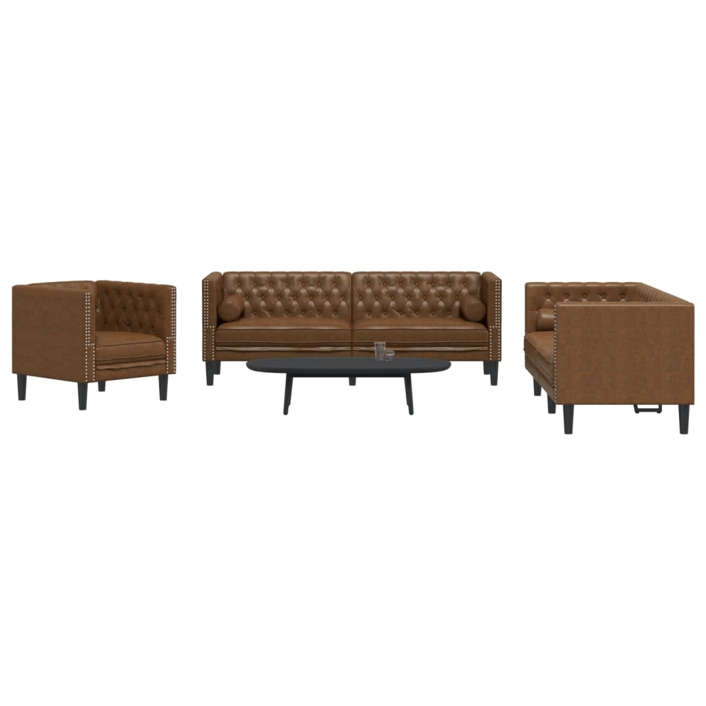 Soffgrupp Chesterfield 3 Delar Bolsterkuddar Sammet