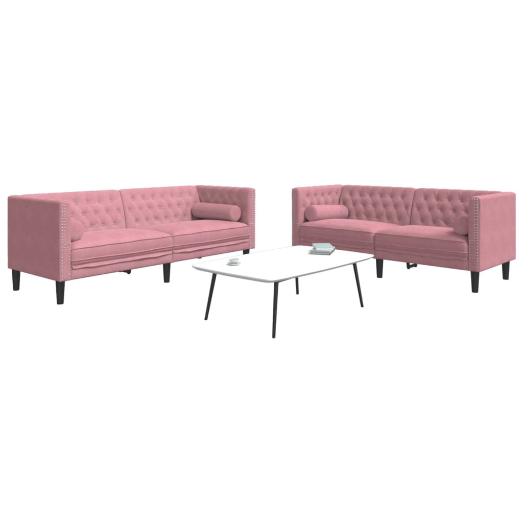 Soffgrupp Chesterfield 3 Delar Bolsterkuddar Sammet