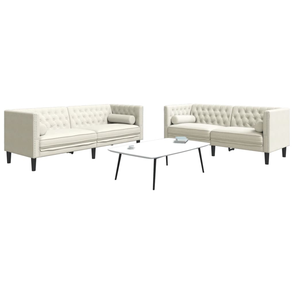 Soffgrupp Chesterfield 3 Delar Bolsterkuddar Sammet