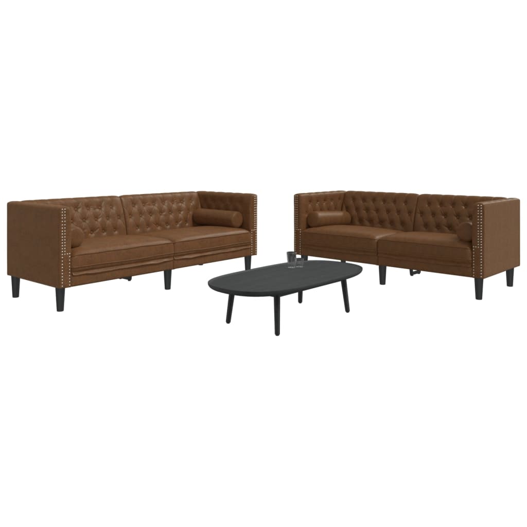 Soffgrupp Chesterfield 3 Delar Bolsterkuddar Sammet