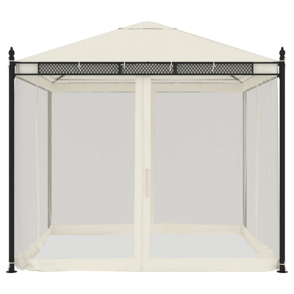 Paviljong Med Nätväggar Gräddvit 2,93X2,93 M Stål
