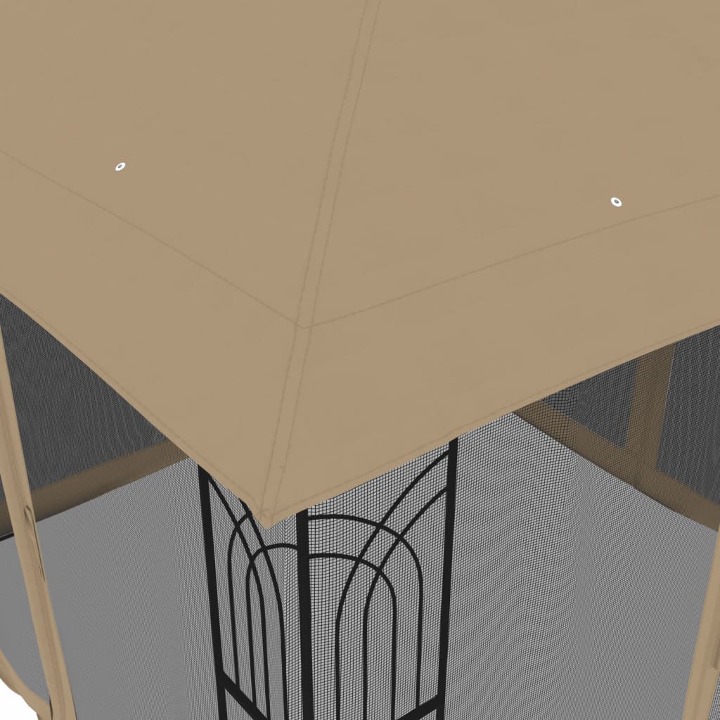 Paviljong Med Dubbelt Tak & Nätväggar 2,94X2,94 M Stål
