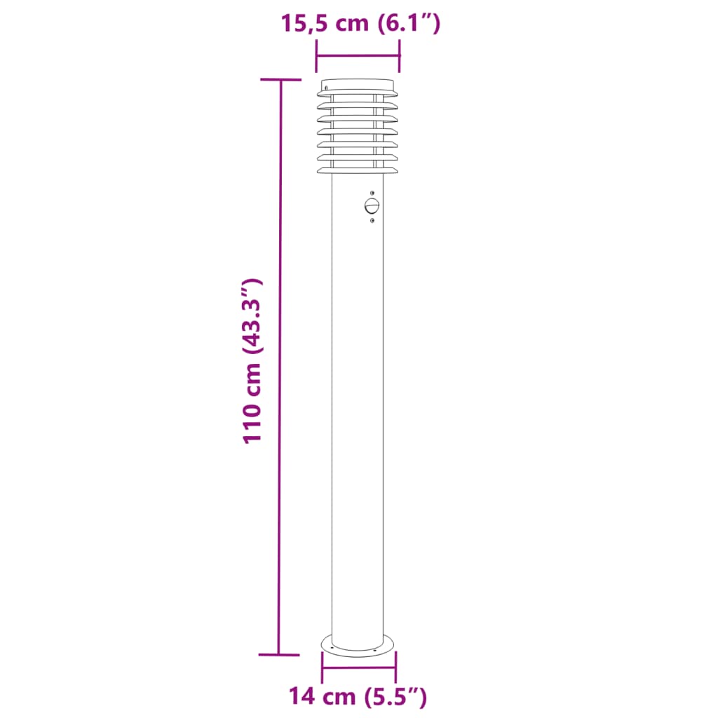 Utomhusgolvlampa 110 Cm Rostfritt Stål