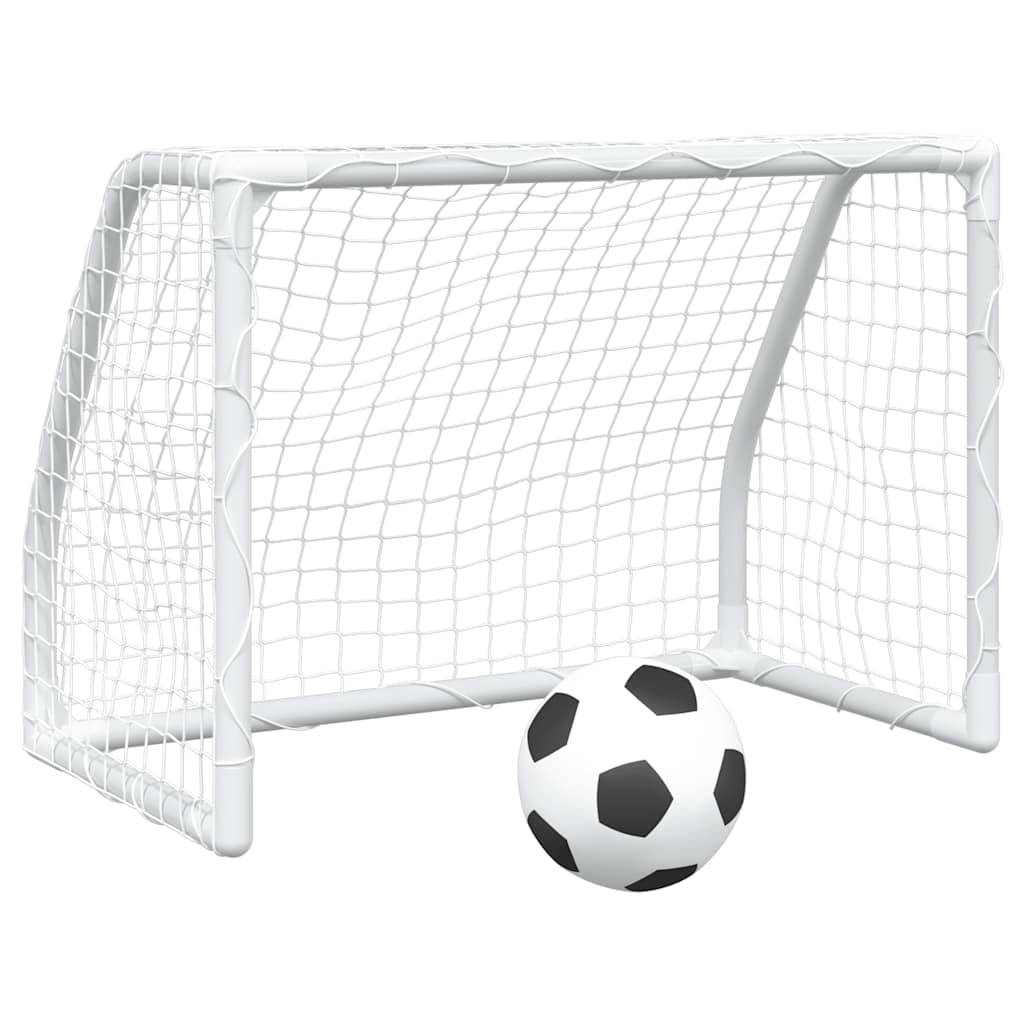 Barnfotbollsmål 2 St Med Boll Vit 64X35X48 Cm Metall