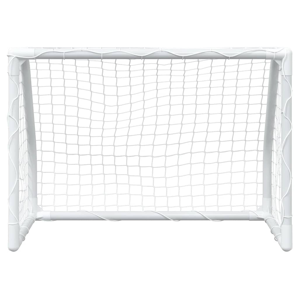 Barnfotbollsmål 2 St Med Boll Vit 64X35X48 Cm Metall