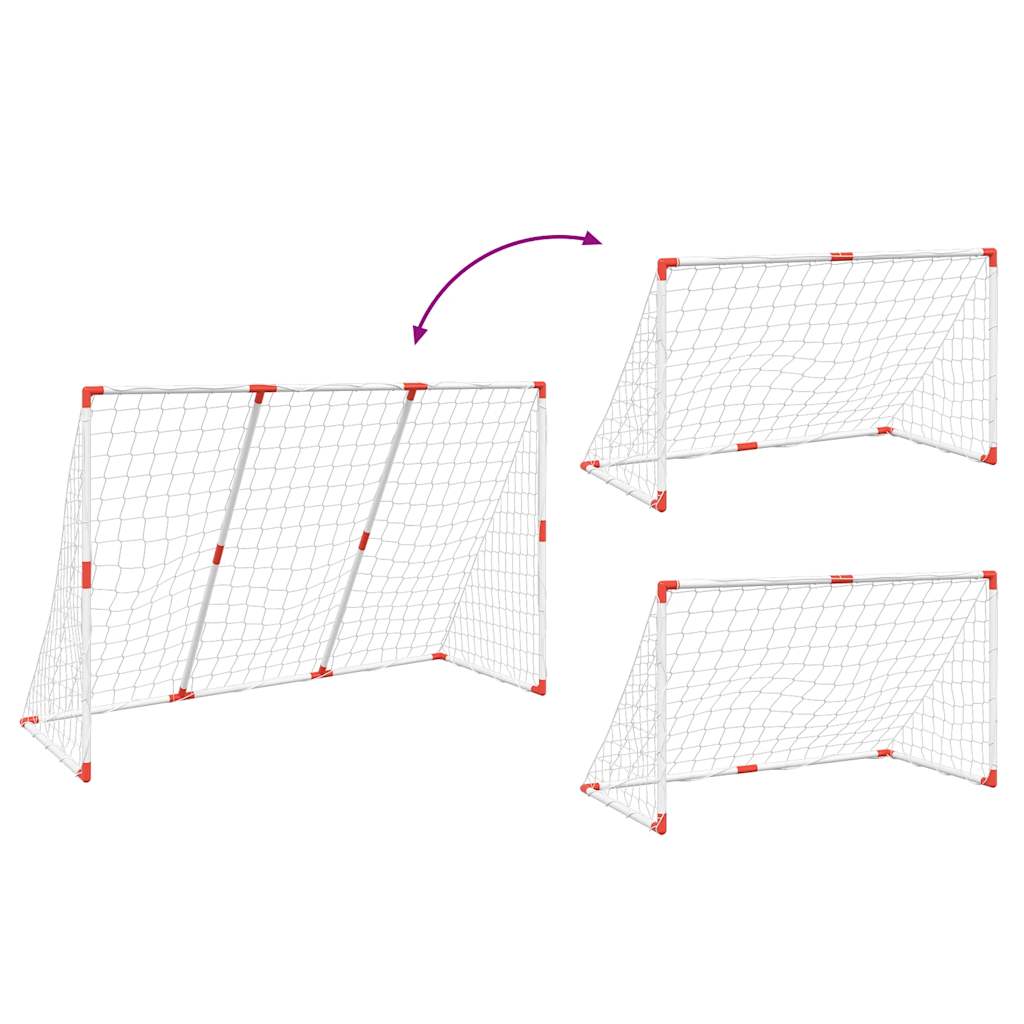 Barnfotbollsmål Med Bollar 2-I-1 Vit 184X64X124 Cm