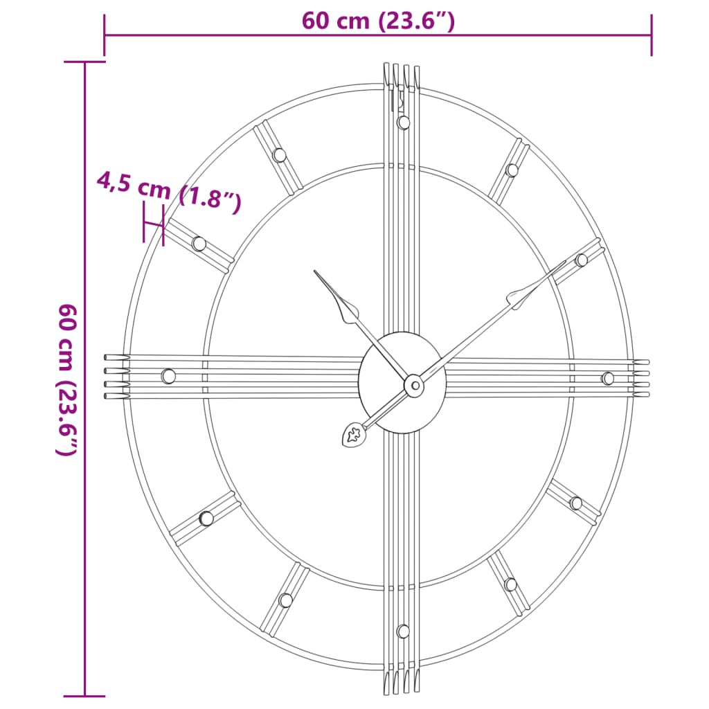 Väggklocka Svart Ø60 Cm Järn