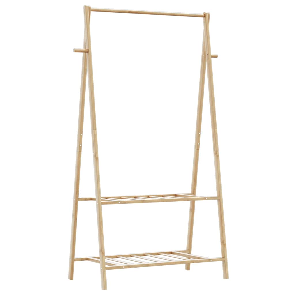 Klädställ Med Hyllor Och Hjul 132X45,5X155,5 Cm Bambu