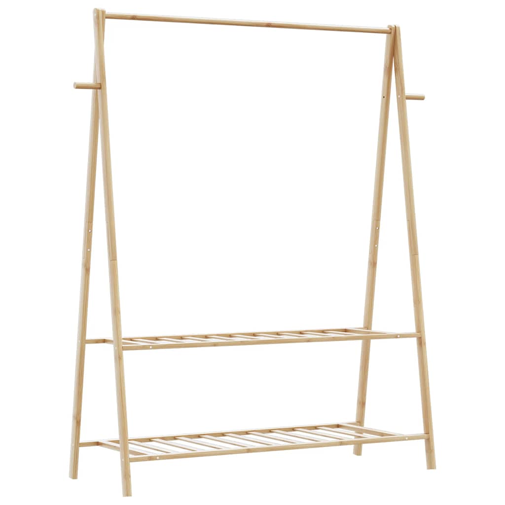 Klädställ Med Hyllor Och Hjul 132X45,5X155,5 Cm Bambu