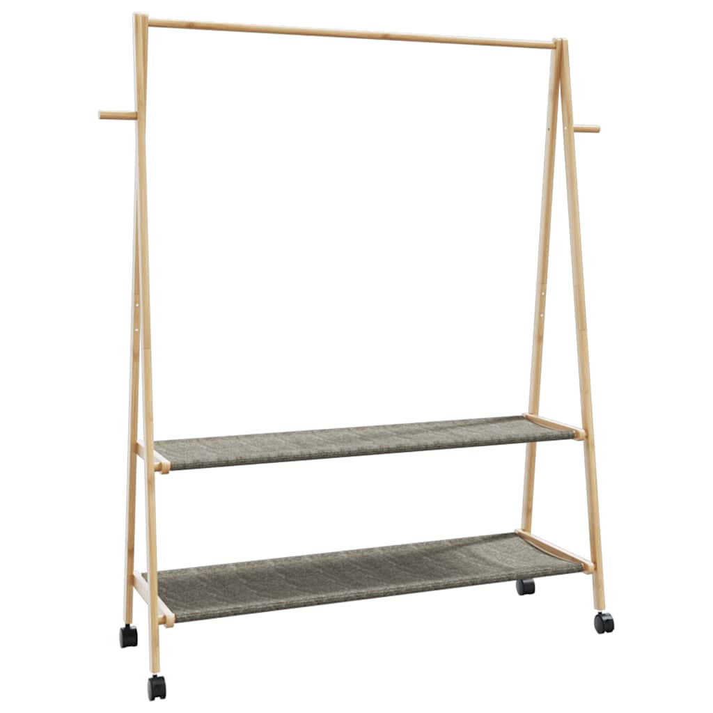 Klädställ Med Hyllor Och Hjul 132X45,5X155,5 Cm Bambu