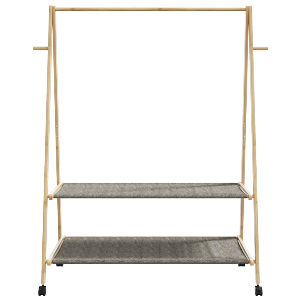 Klädställ Med Hyllor Och Hjul 132X45,5X155,5 Cm Bambu