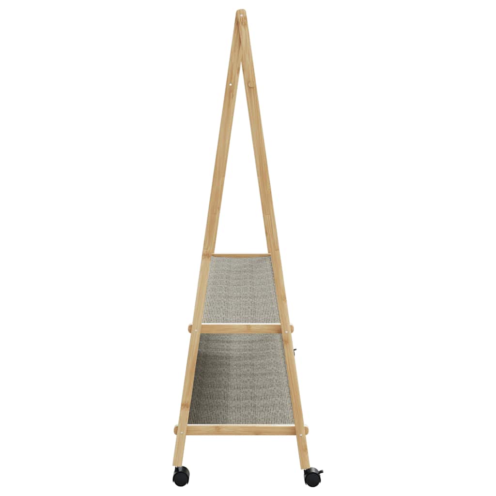 Klädställ Med Hyllor Och Hjul 132X45,5X155,5 Cm Bambu