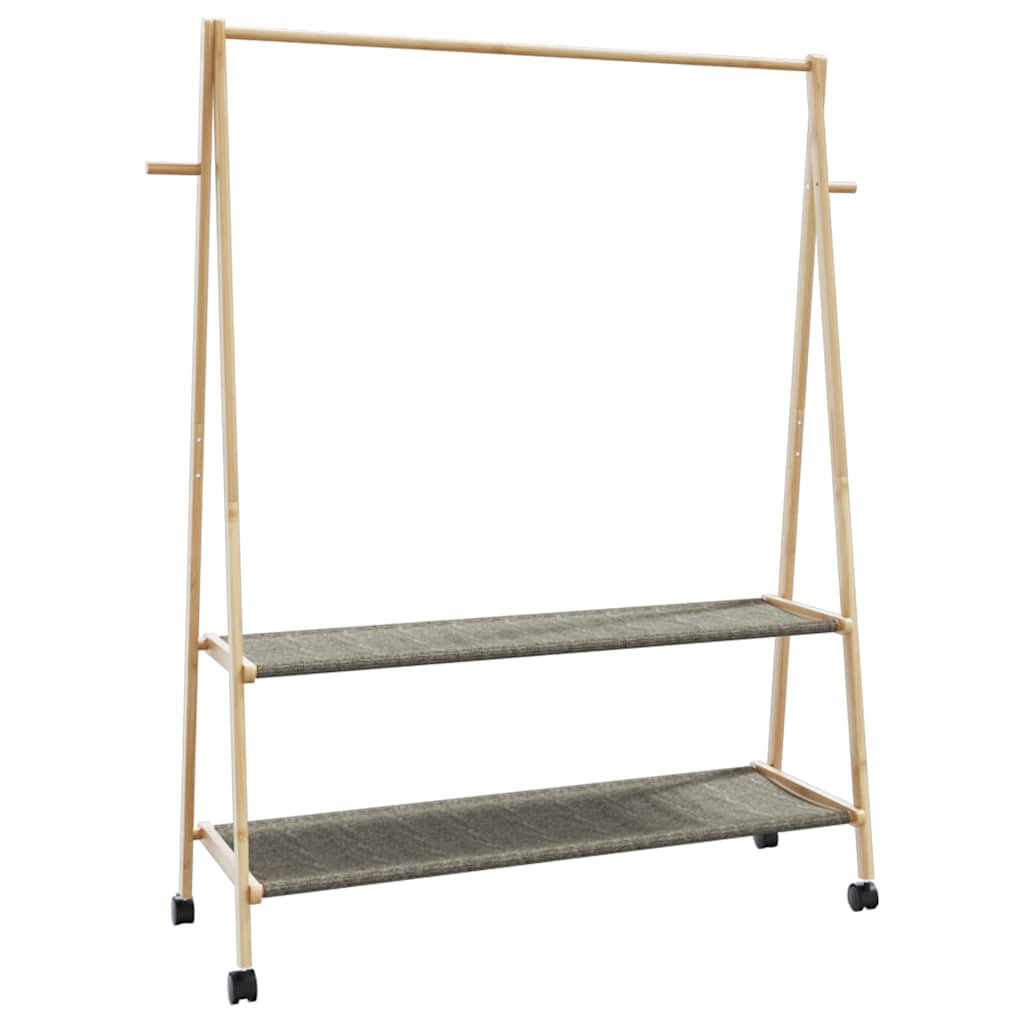 Klädställ Med Hyllor Och Hjul 132X45,5X155,5 Cm Bambu