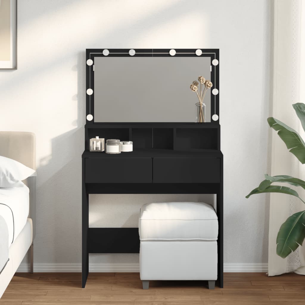 Sminkbord Med Led Sonoma-Ek 80X41X134,5 Cm