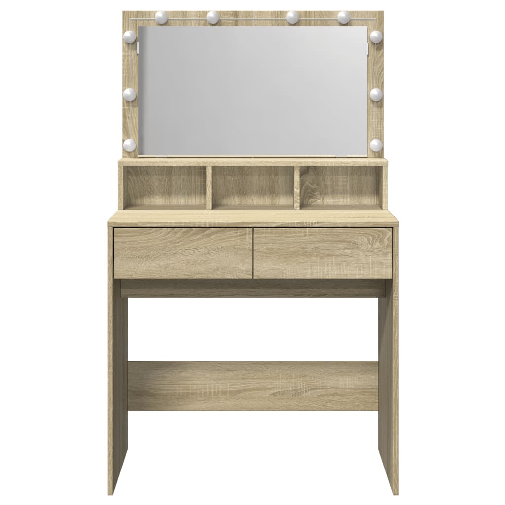 Sminkbord Med Led Sonoma-Ek 80X41X134,5 Cm