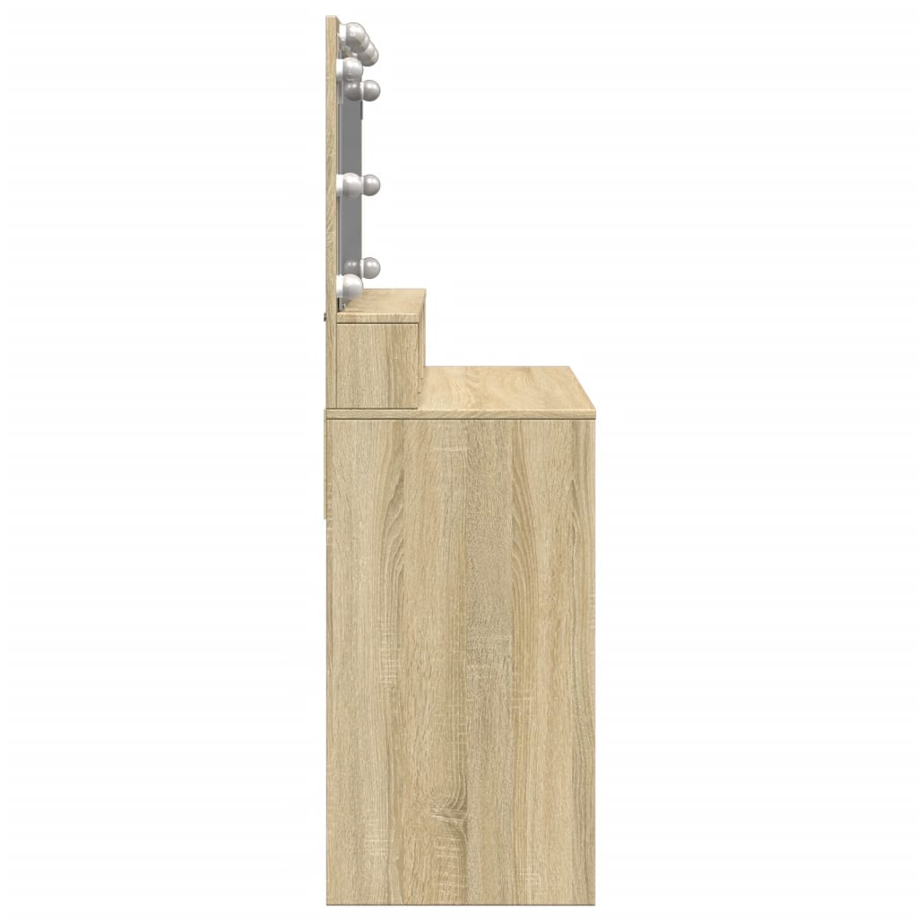 Sminkbord Med Led Sonoma-Ek 80X41X134,5 Cm