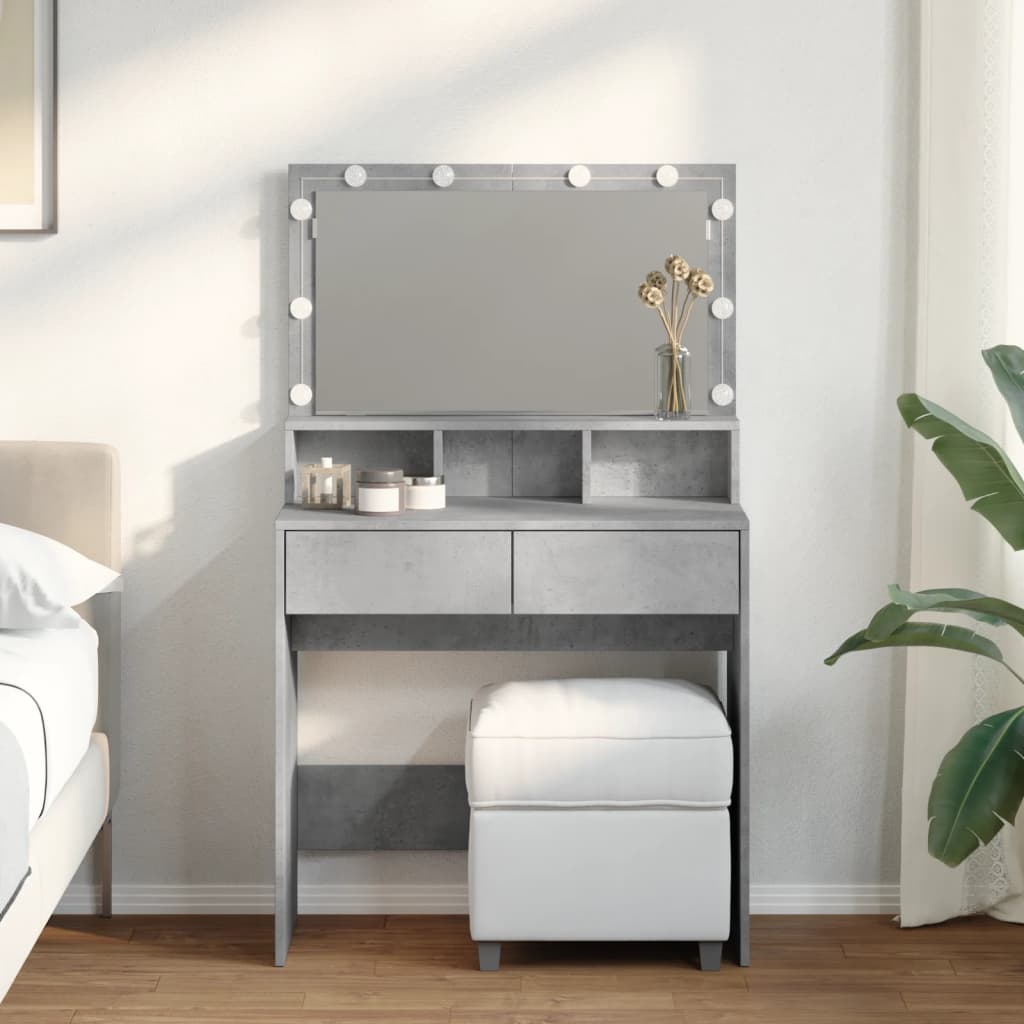 Sminkbord Med Led Sonoma-Ek 80X41X134,5 Cm