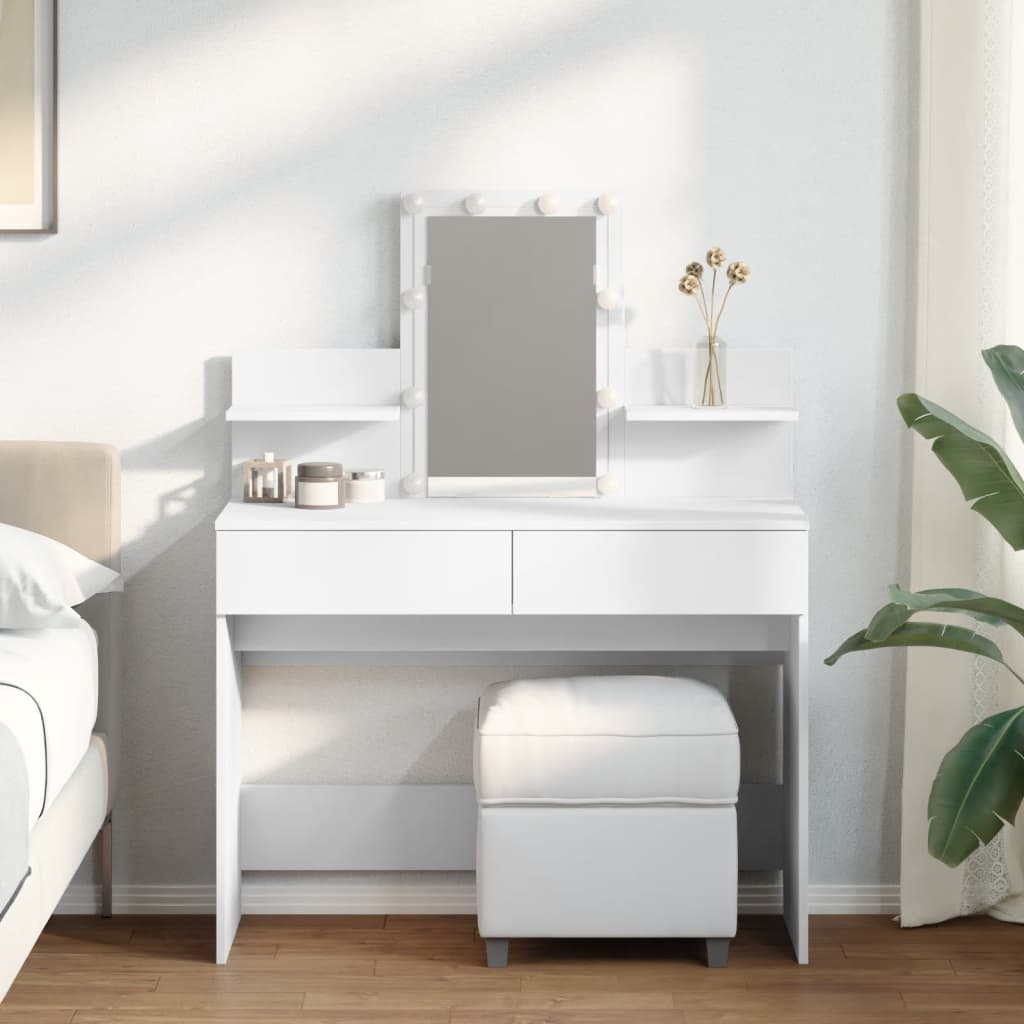 Sminkbord Med Led 100X40X130 Cm