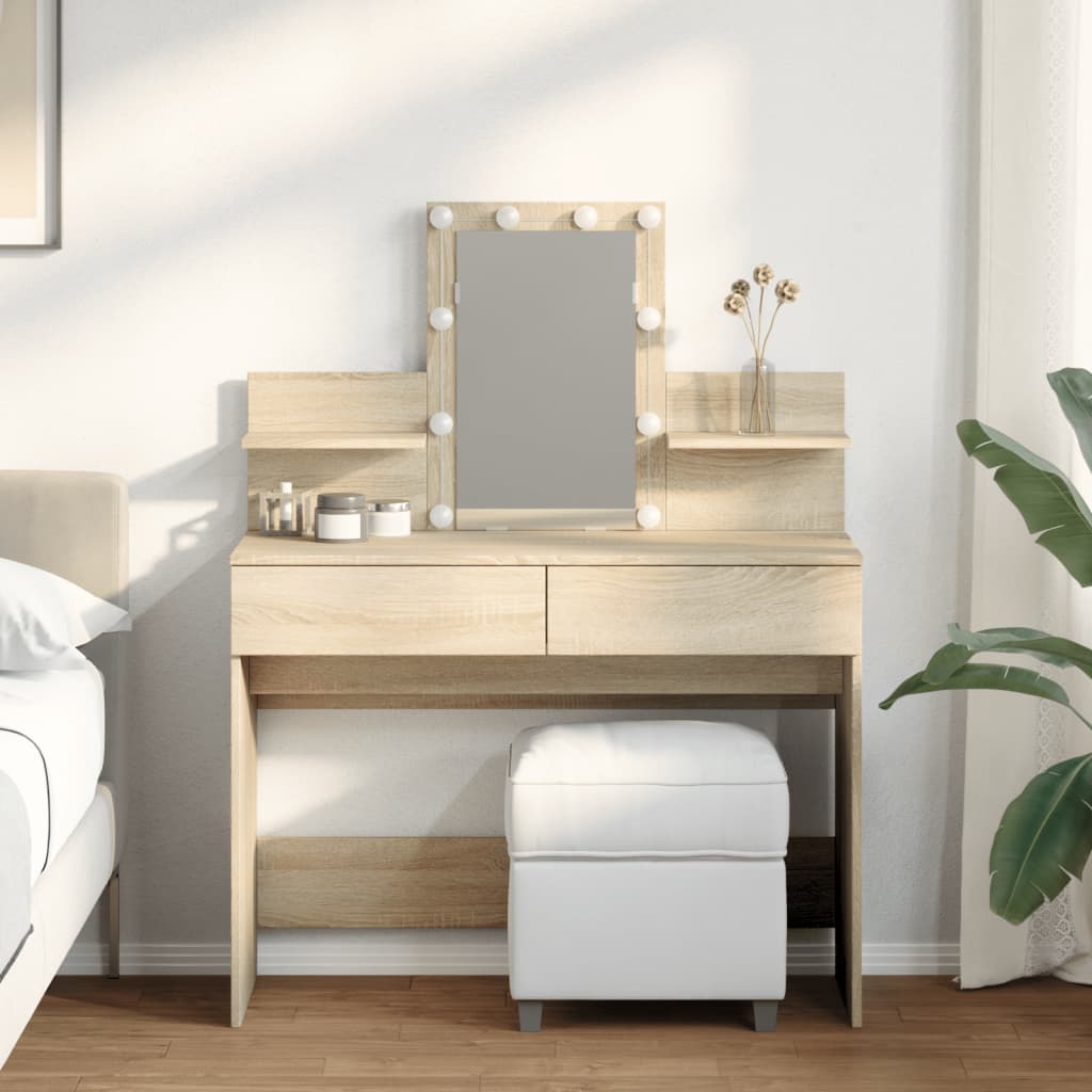 Sminkbord Med Led 100X40X130 Cm