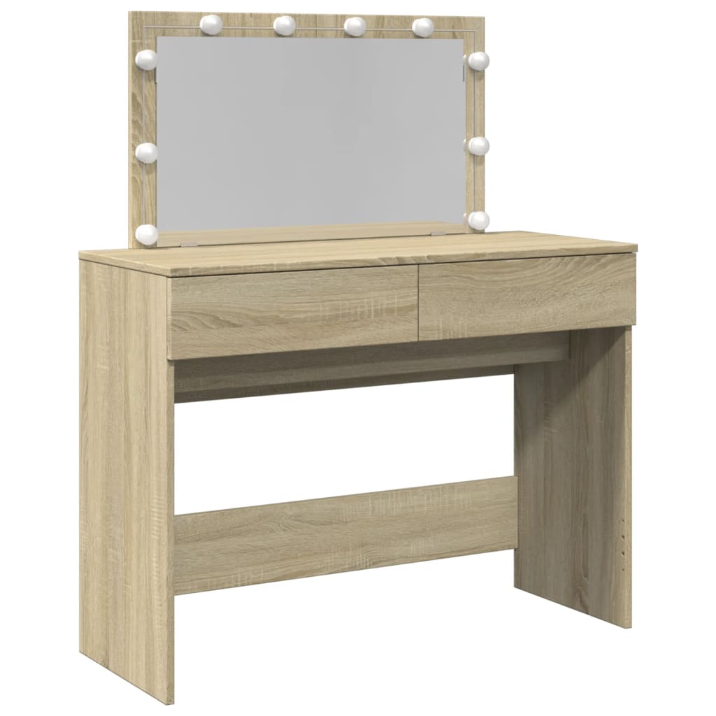 Sminkbord Med Led Sonoma-Ek 100X40X120 Cm