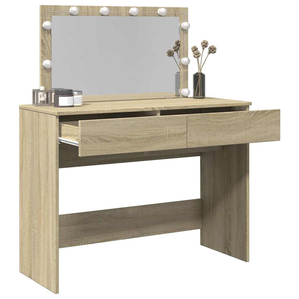 Sminkbord Med Led Sonoma-Ek 100X40X120 Cm