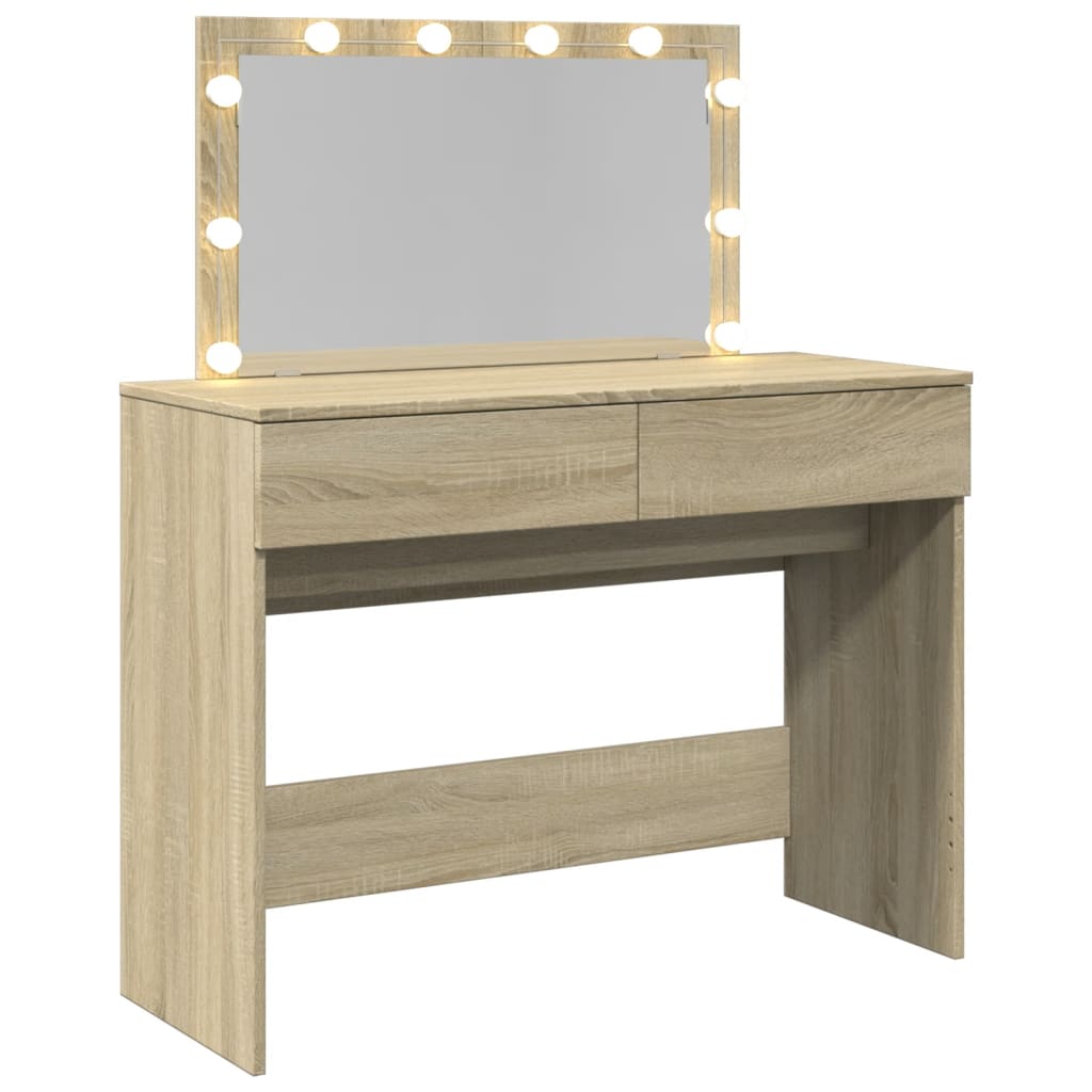 Sminkbord Med Led Sonoma-Ek 100X40X120 Cm
